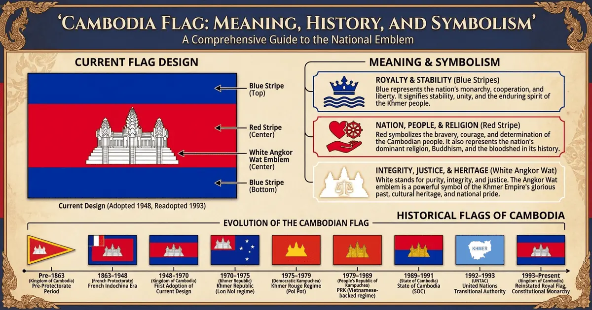 Featured image for ទង់ជាតិកម្ពុជា៖ អត្ថន័យ ប្រវត្តិ និងនិមិត្តសញ្ញា